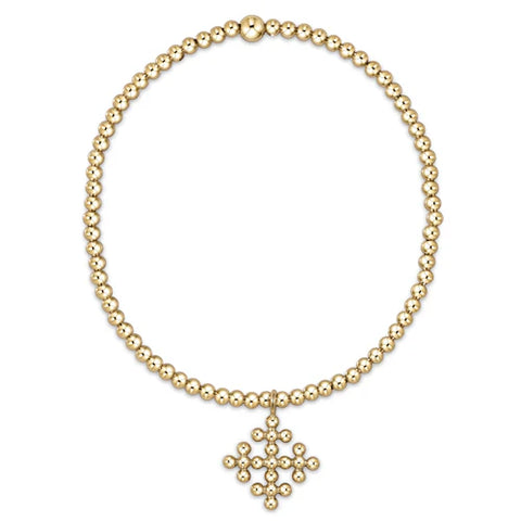 E Newton classic gold 2.5mm bead bracelet - classic beaded signature cross encompass gold charm