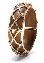 Capucine De Wulf Earth Goddess Hinged Bangle in Teak Earth