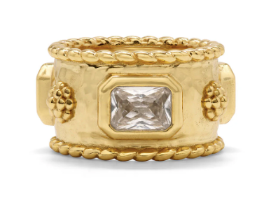 Juliska Berry Hammered Gold Band Ring with Clear Cubic Zirconias by Capucine De Wulf