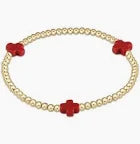 E Newton Signature Cross Gold pattern 3mm Bead Bracelet