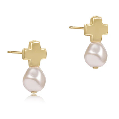 E Newton Signature Cross Gold Stud