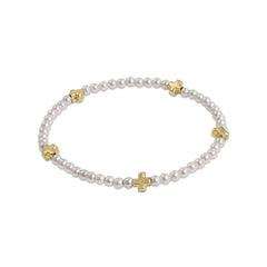 E Newton Signature Cross Gold pattern 3mm Bead Bracelet