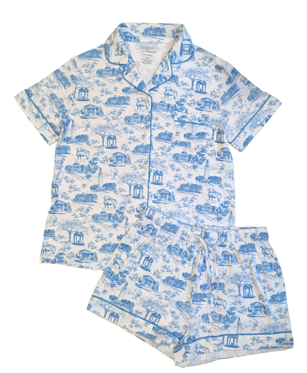 Tar Heel Toile Pj Short Set (White)